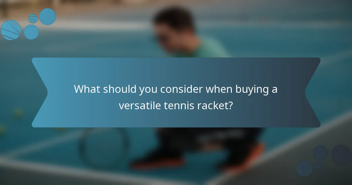 What should you consider when buying a versatile tennis racket?